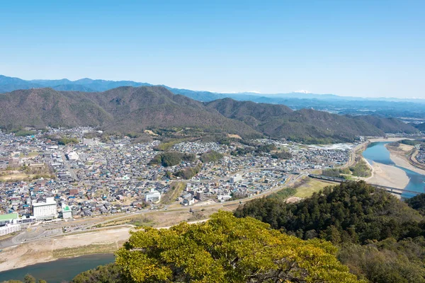 Gifu Japan 从日本Gifu的Kinka山 Kinkazan 的Gifu城堡看到的美丽风景 主塔始建于1201年 1956年重建 — 图库照片