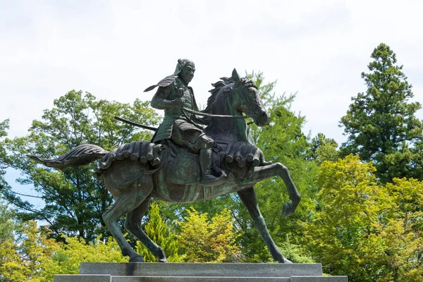 Gifu Japan Standbeeld Van Kanamori Nagachika Bij Ruïnes Van Kasteel — Stockfoto