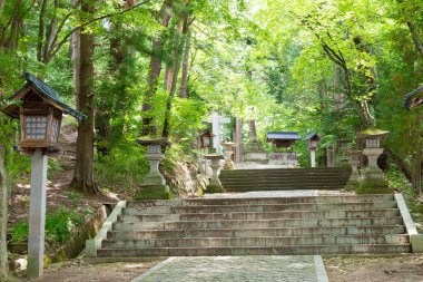 Gifu, Japonya - Hie Shrine 'e yaklaş. Takayama, Gifu, Japonya 'da ünlü bir tarihi mekan..