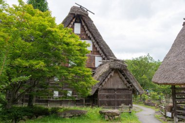 Gifu, Japonya Hida Halk Köyü. Takayama, Gifu, Japonya 'da ünlü bir açık hava müzesi ve tarihi bir yer..