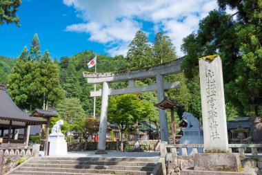 Gifu, Japonya - Hida Ichinomiya Minashi Tapınağı. Takayama, Gifu, Japonya 'da ünlü bir tarihi mekan..