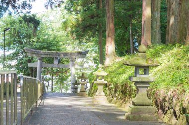 Gifu, Japonya - Keta Wakamiya Tapınağına yaklaşın. Japonya, Gifu, Hida 'da ünlü bir tarihi mekan..
