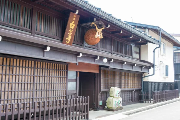 Gifu Japan Sake Brewery Hida Furukawa Old Town 日本Gifu Hida的一个著名的历史遗迹 — 图库照片