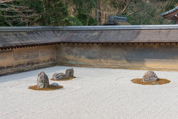 Kioto Japón Jardín Zen Kare Sansui Paisaje Seco Templo Ryoan —  Fotos de Stock