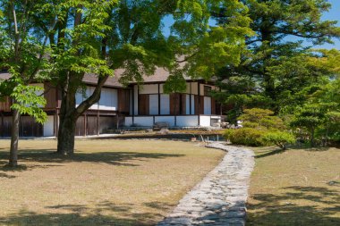 Kyoto, Japonya - 30 Mart 2019 - Katsura Imperial Villa (Katsura Rikyu), Japonya. Japon mimarisinin ve bahçe tasarımının en iyi örneklerinden biridir ve 1645 yılında kurulmuştur..