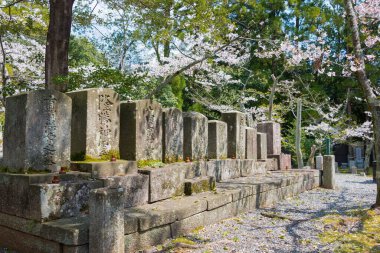 Kyoto, Japonya - Japonya, Kyoto 'daki Konkaikomyo-ji Tapınağı' ndaki Aizu mezarlığı. Edo Dönemi 'nin son günlerinde tapınak bölgesinde konuşlanmış Aizu klanı savaşçılarının mezarları..
