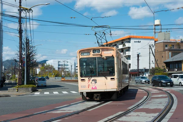 Kyoto Japan Keifuku Elektrische Spoorweg Type 631 Arashiyama Line Uitzicht — Stockfoto