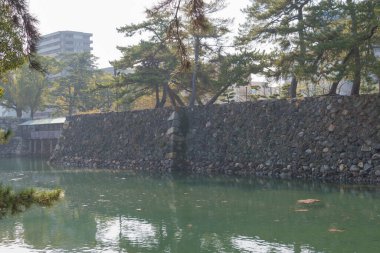 Kagawa, Japonya - Takamatsu Şatosu (Tamamo Park) Takamatsu, Kagawa, Japonya. Şato ilk olarak 1590 yılında inşa edildi ve Japonya 'nın En İyi 100 Kalesi' nin bir parçası oldu..