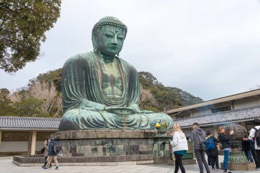 Kanagawa, Japonya - Kamakura, Kanagawa, Japonya 'daki Kotokuin Tapınağı' nda Büyük Buda. Tapınak Japonya 'nın ulusal hazinesi olarak belirlendi..