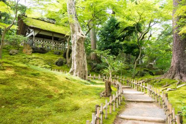 Kanazawa, Japonya - Kanazawa, Ishikawa, Japonya 'daki Kenrokuen Bahçesi. Kenroku-en, Japonya 'nın en ünlü üç büyük bahçesinden biridir..