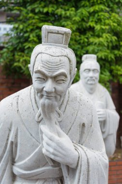 Nagasaki, Japonya - Nagasaki 'deki Konfüçyüs Tapınağı Çin Tarihi Müzesi Heykeli.