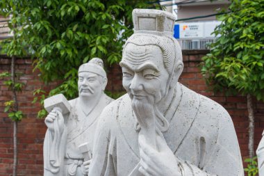 Nagasaki, Japonya - Nagasaki 'deki Konfüçyüs Tapınağı Çin Tarihi Müzesi Heykeli.