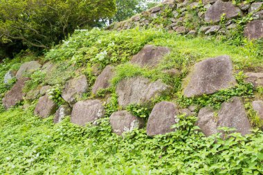 Nagasaki, Japonya - Shimabara, Nagasaki, Japonya 'daki Hara kalesinin kalıntıları. Nagasaki Bölgesi 'ndeki Dünya Miras Alanı' nın bir parçasıdır..