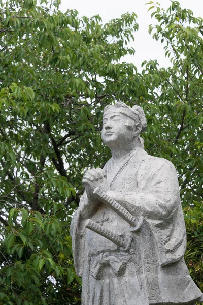 Nagasaki Japão Estátua Amakusa Shiro Ruínas Castelo Hara Shimabara Nagasaki — Fotografia de Stock