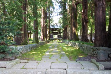 Nagano, Japonya - Shimosuwa 'daki Jiunji Tapınağı, Nagano Bölgesi, Japonya. Ünlü tarihi bir yer..