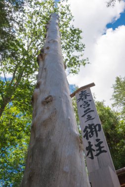 Nagano, Japonya - Shimosuwa, Nagano, Japonya 'da Suwa-taisha' da (Suwa Grand Shrine) Shimosha Harumiya. Suwa Taisha 6-7. yüzyılda inşa edilen en eski tapınaklardan biridir..