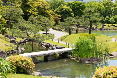 Tokyo, Japonya - Tokyo, Japonya 'daki Kyu Shiba Rikyu Bahçesi. Bahçe, modern Tokyo, Japonya 'da kalan iki Edo dönemi bahçesinden biridir..