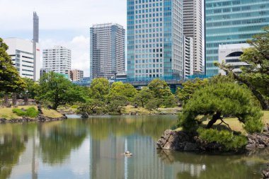 Tokyo, Japonya - Tokyo, Japonya 'daki Kyu Shiba Rikyu Bahçesi. Bahçe, modern Tokyo, Japonya 'da kalan iki Edo dönemi bahçesinden biridir..