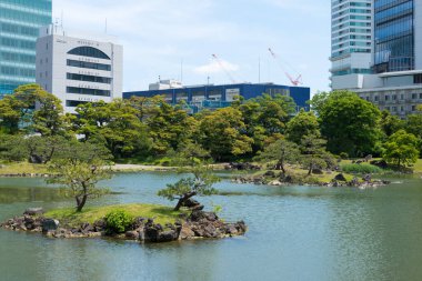 Tokyo, Japonya - Tokyo, Japonya 'daki Kyu Shiba Rikyu Bahçesi. Bahçe, modern Tokyo, Japonya 'da kalan iki Edo dönemi bahçesinden biridir..