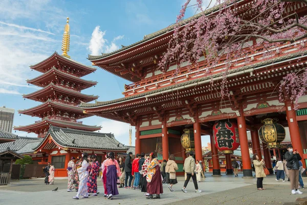Tokio Japonia Świątynia Sensoji Tokio Japonia Sensoji Najbardziej Znana Popularna — Zdjęcie stockowe