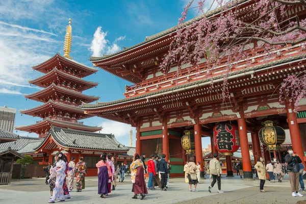 Tokio Japonia Świątynia Sensoji Tokio Japonia Sensoji Najbardziej Znana Popularna — Zdjęcie stockowe