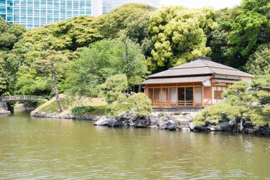 Tokyo, Japonya - Tokyo, Japonya 'daki Hamarikyu Bahçeleri. 17. yüzyılda Shogun Tokugawa ailesinin bir villasının bahçesinde yenilenmiş..