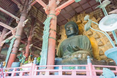 Nara, Japonya - Japonya, Nara 'daki Todaiji Tapınağı' nda dev Buda Heykeli (Daibutsu). UNESCO Dünya Mirası Sitesi - Antik Nara Tarihi Anıtları.