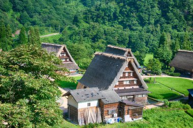Nanto, Japonya - Suganuma Köyü, Gokayama Bölgesi, Nanto Şehri, Toyama Bölgesi, Japonya 'daki Gthe-zukuri evleri. UNESCO Dünya Mirası Bölgesi - Shirakawa-go ve Gokayama 'nın Tarihi Köyleri.