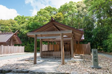 Fukoka, Japonya - 10 Haziran 2019 Munakata Taisha Tapınağı, Fukuoka, Japonya. UNESCO Dünya Mirası Bölgesi - Munakata Bölgesi 'ndeki Okinoshima ve Associated Sites Kutsal Adası.