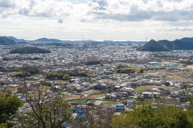 Hyogo, Japonya - Himeji, Hyogo, Japonya 'daki Engyoji tapınağından güzel manzara.