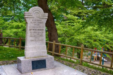Hakodate, Japonya - Hakodate City, Hokkaido, Japonya 'daki Bay Ludwig Haber anısına. Ünlü tarihi bir yer..