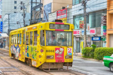 Hakodate, Japonya - Hakodate City 'deki Hakodate Tramvayı, Hokkaido, Japonya.