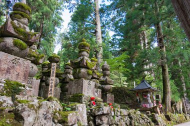 Wakayama, Japan - Okunoin Cemetery at Mount Koya in Koya, Wakayama, Japan. Mount Koya is UNESCO World Heritage Site. clipart