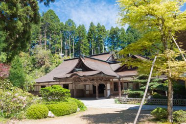 Wakayama, Japonya - Koya, Wakayama, Japonya 'daki Kongo Sanmai-in Tapınağı. Koya Dağı UNESCO 'nun Dünya Mirası Bölgesi Kii Dağları' ndaki kutsal mekanlar ve hac rotalarıdır..
