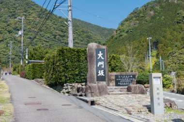 Wakayama, Japonya - Japonya Nachikatsuura, Wakayama, Japonya 'da Kumano Kodo (Nakahechi Route) yamacında Daimonzaka yamacı. UNESCO Dünya Mirasları Alanının bir parçasıdır..