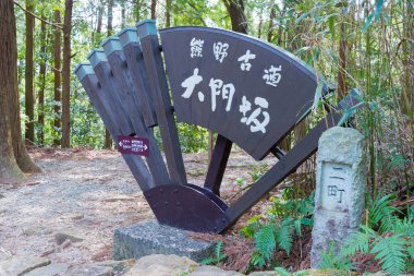 Wakayama, Japonya - Japonya Nachikatsuura, Wakayama, Japonya 'da Kumano Kodo (Nakahechi Route) yamacında Daimonzaka yamacı. UNESCO Dünya Mirasları Alanının bir parçasıdır..