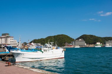Wakayama, Japonya - Nachikatsuura, Wakayama, Japonya 'daki Katsuura balıkçılık limanı. Katsuura balıkçılık limanı Japonya 'nın önde gelen balık avlama üssüdür..