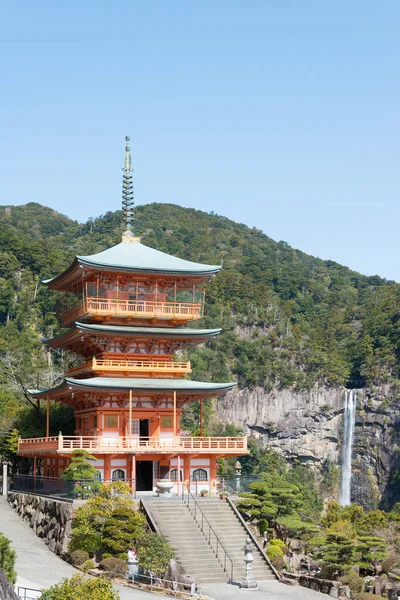 Wakayama Japón Pagoda Tres Pisos Con Nachi Falls Templo Seigantoji — Foto de Stock