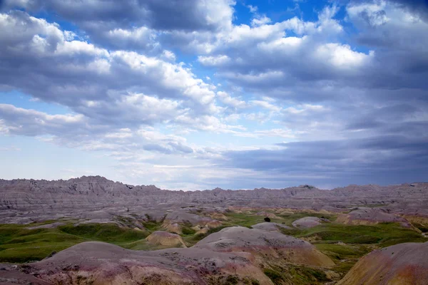 Sárga Halmok Badlands Nemzeti Park Dél Dakota Egy Felhő Tele — Stock Fotó