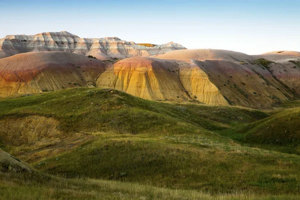 Gyengülő Textúrák Badlands Nemzeti Park Dél Dakotában Buffalo Szakadék Gyepek — Stock Fotó