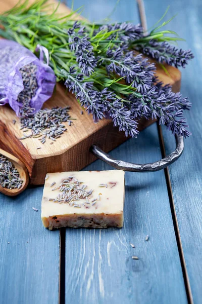 Ambiente Spa Lavanda Tema Wellness Con Productos Lavanda — Foto de Stock