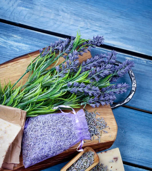 Lavendel Spa Inställning Wellness Tema Med Lavendel Produkter — Stockfoto