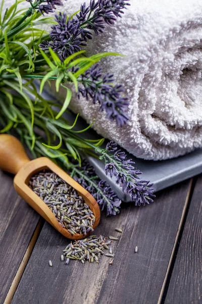 Lavendel Wellness Wellness Thema Mit Lavendelprodukten — Stockfoto