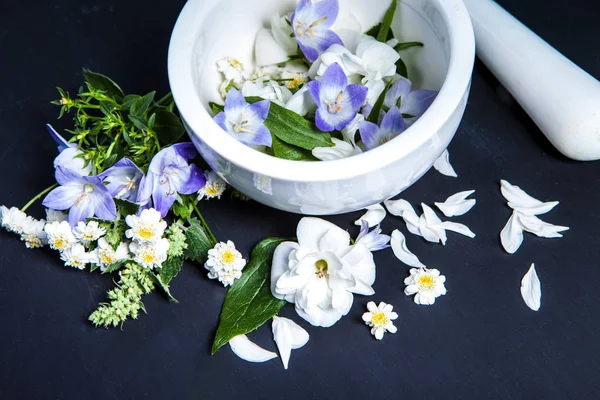 Wellness Hintergrund Mit Blumen Hygieneartikel Für Bad Und Wellness — Stockfoto
