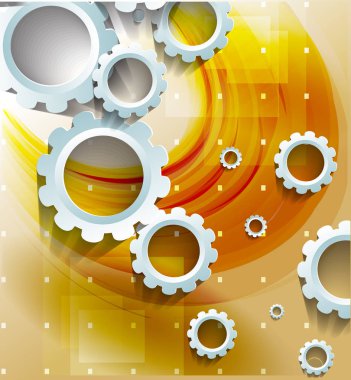 dişliler ve kopyalama alanı ile afiş renkli şablon 