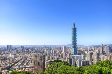 Taipei City gökdelen, Taipei 101 ile havadan görünümü.