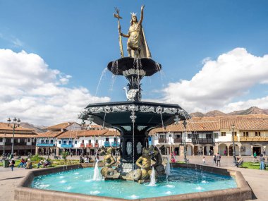 Pachacuti Peru Cusco Plaza de Armas, heykeli.