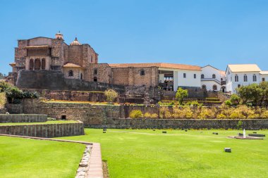 Qurikancha, temple of the sun, Convent Santo Domingo, is the famous landmark in Cusco - Peru clipart