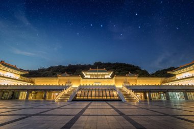 The National Palace Museum at night in Taipei City. clipart