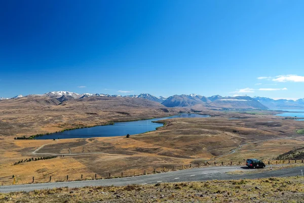 Göl Kütüphanesi John Tekapo Yeni Zelanda Havadan Görünümü — Stok fotoğraf